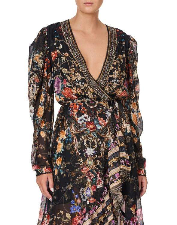 CAMILLA-Blushing Manor Blouson Wrap Sleeve Dress-