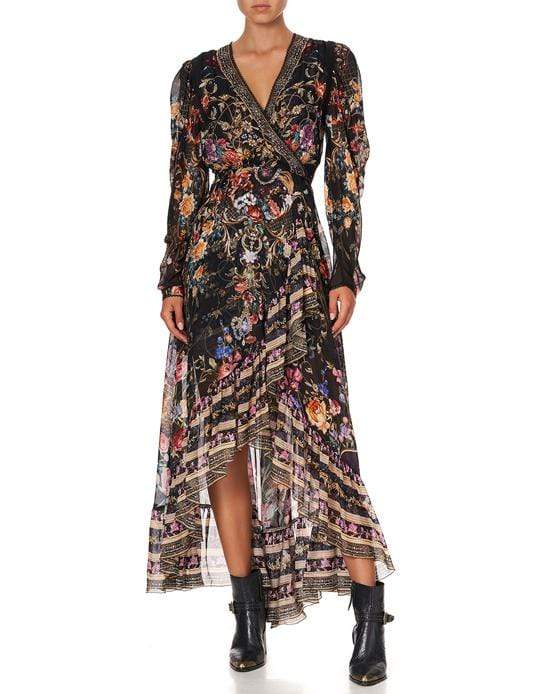 CAMILLA-Blushing Manor Blouson Wrap Sleeve Dress-