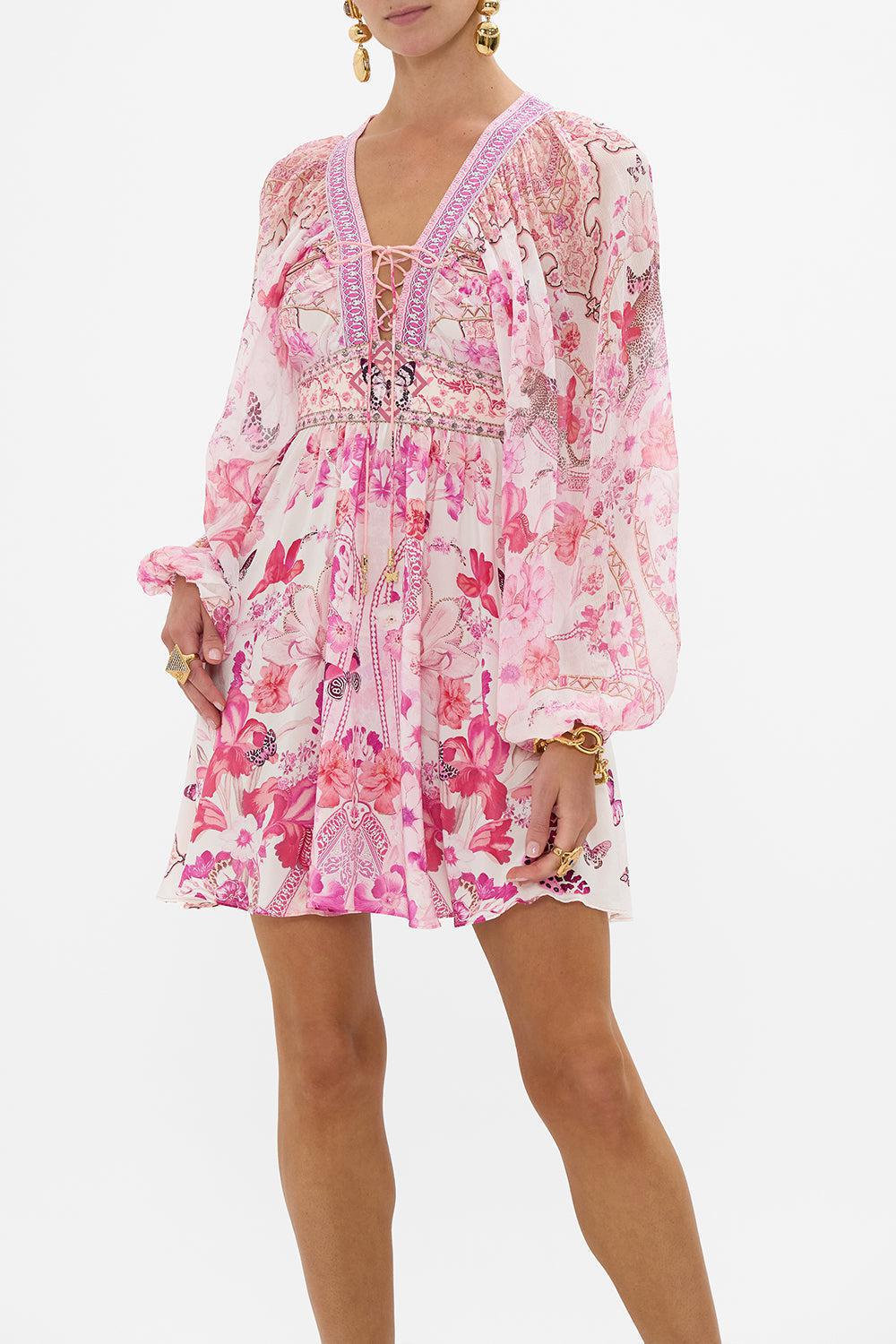 LACE UP FRONT SHORT DRESS-BOTANOVL-XS-CLOTHINGDRESSCASUAL-CAMILLA
