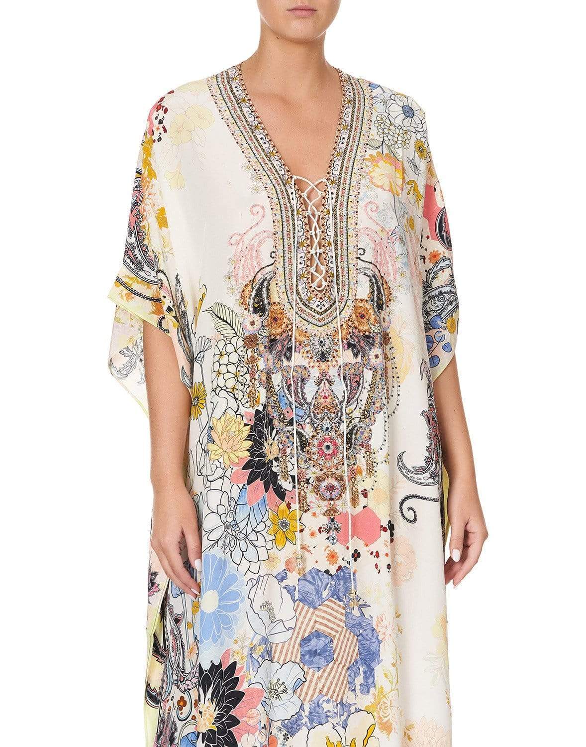 CAMILLA-Britain Bouquet Lace Up Kaftan-BRITBOUQ