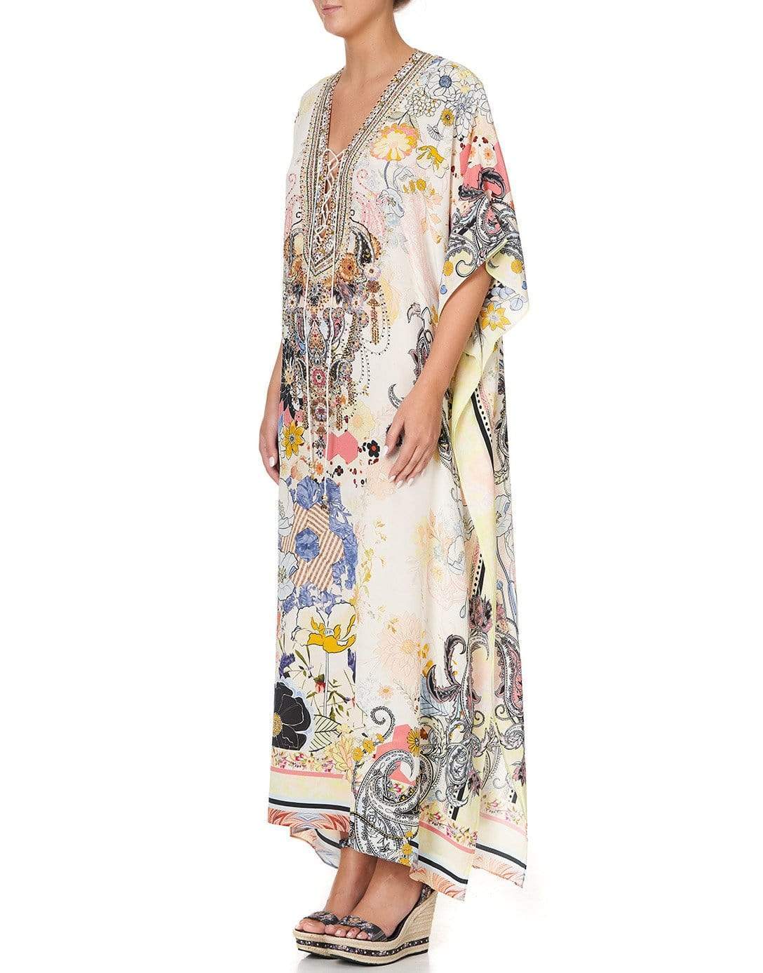 CAMILLA-Britain Bouquet Lace Up Kaftan-BRITBOUQ