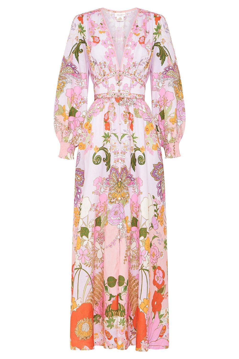 CAMILLA-Shaped Button Long Dress-
