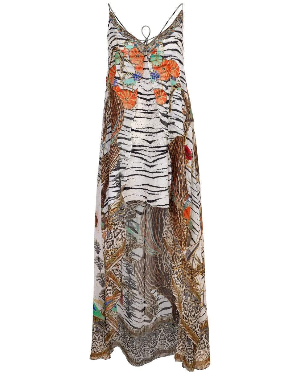 CAMILLA-Cosmic Conflict Sheer Overlay Flared Mini Dress-