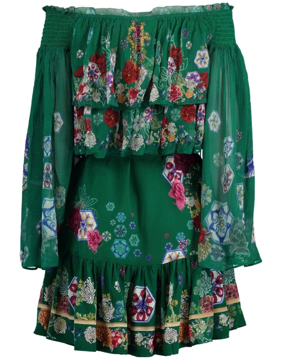 CAMILLA-Emerald's Orbit Tiered Ruffle Dress-