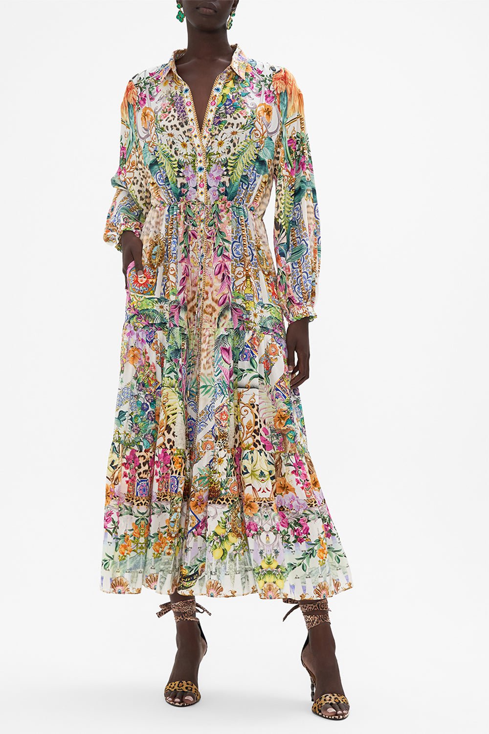 CAMILLA-Tiered Shirt Dress-