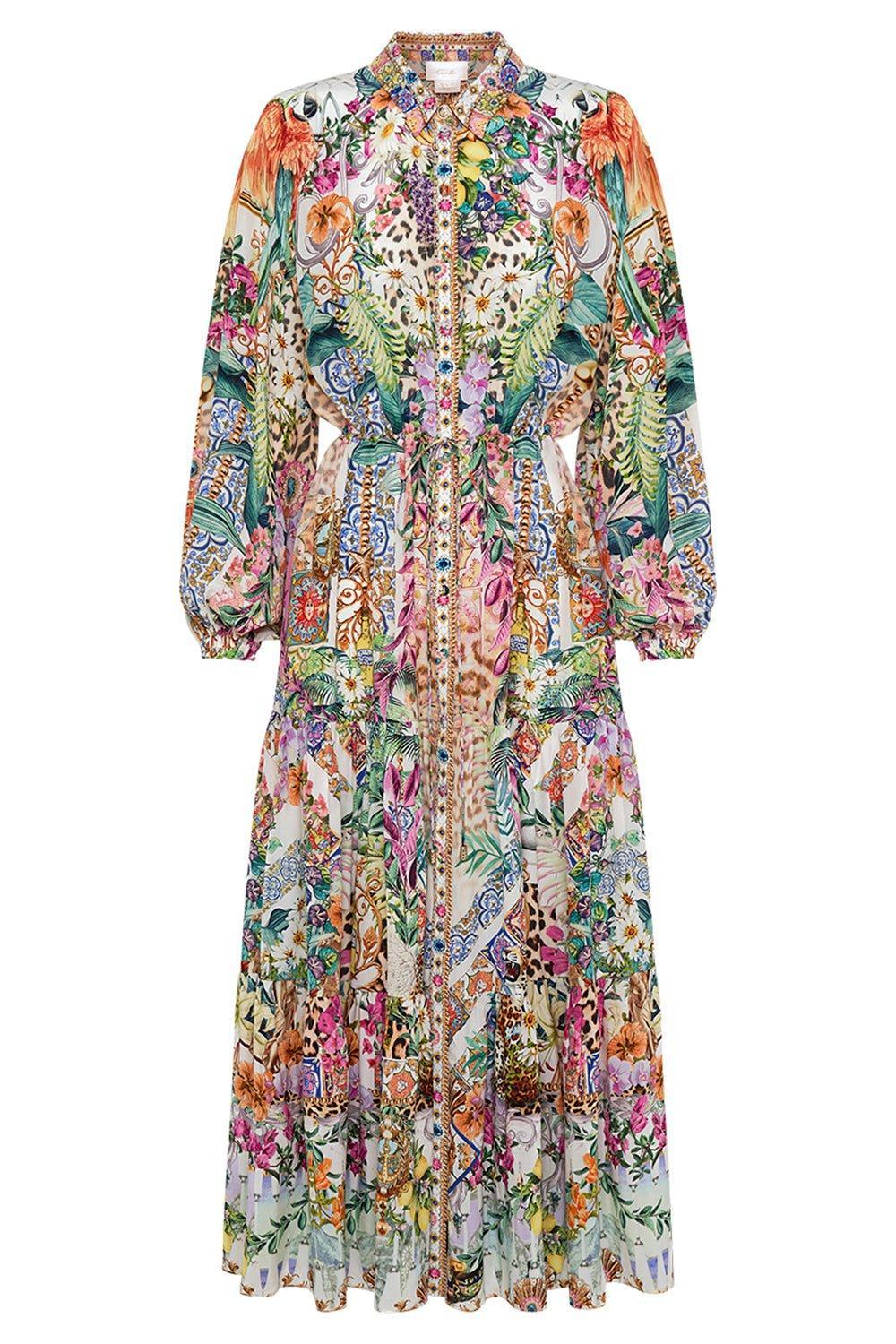 CAMILLA-Tiered Shirt Dress-