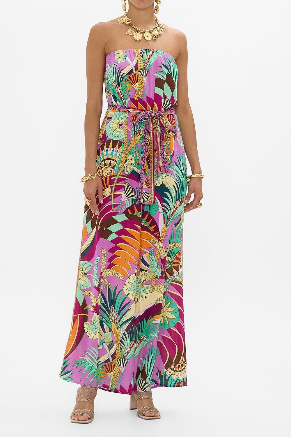CAMILLA-Tie Waist Strapless Jumpsuit-