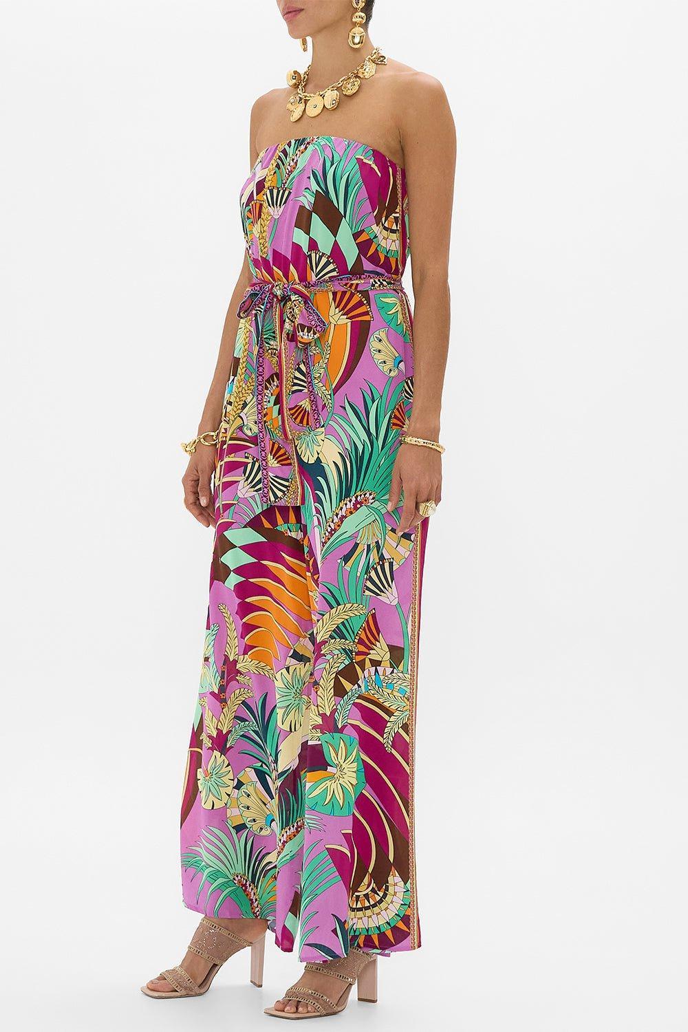 CAMILLA-Tie Waist Strapless Jumpsuit-