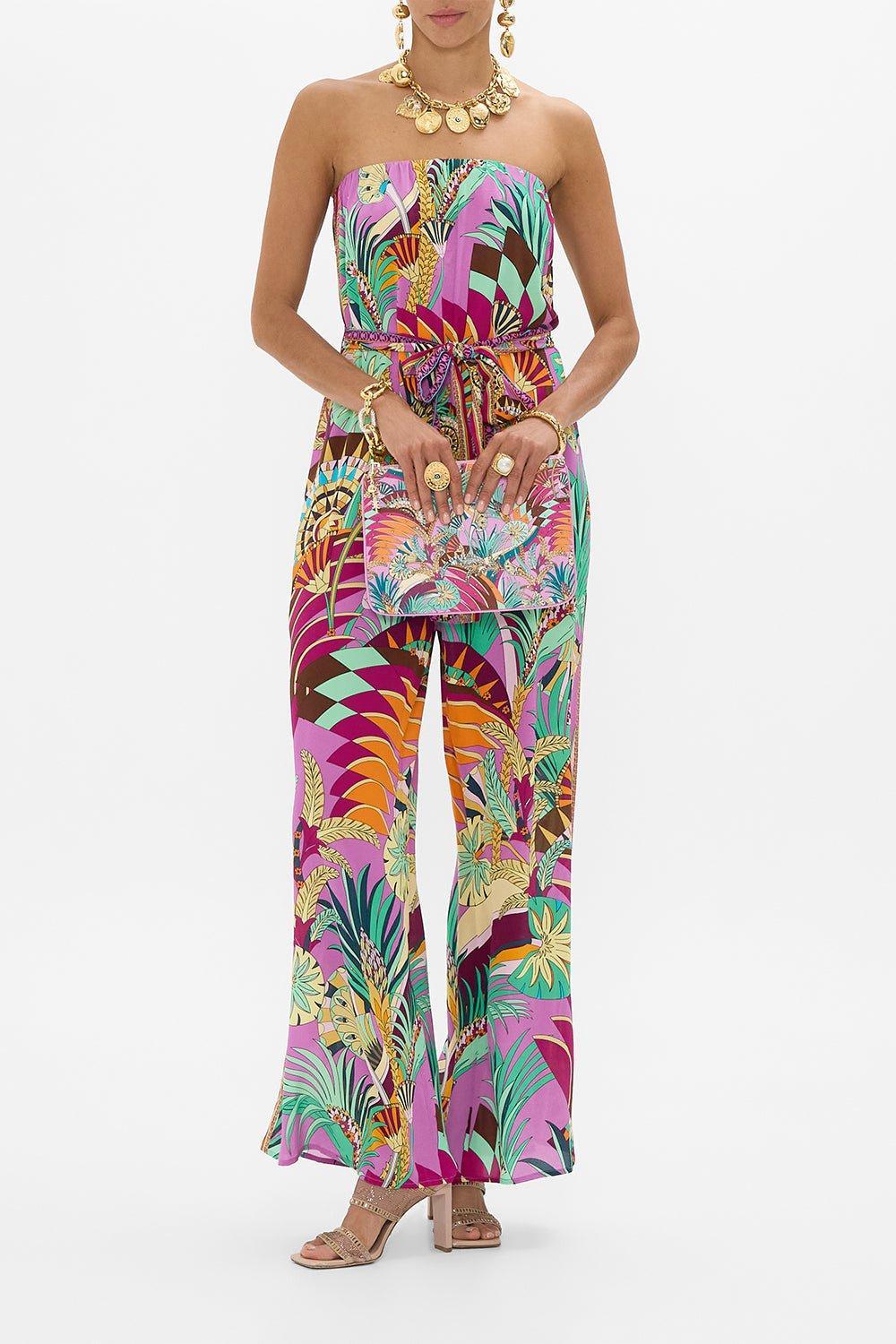 CAMILLA-Tie Waist Strapless Jumpsuit-