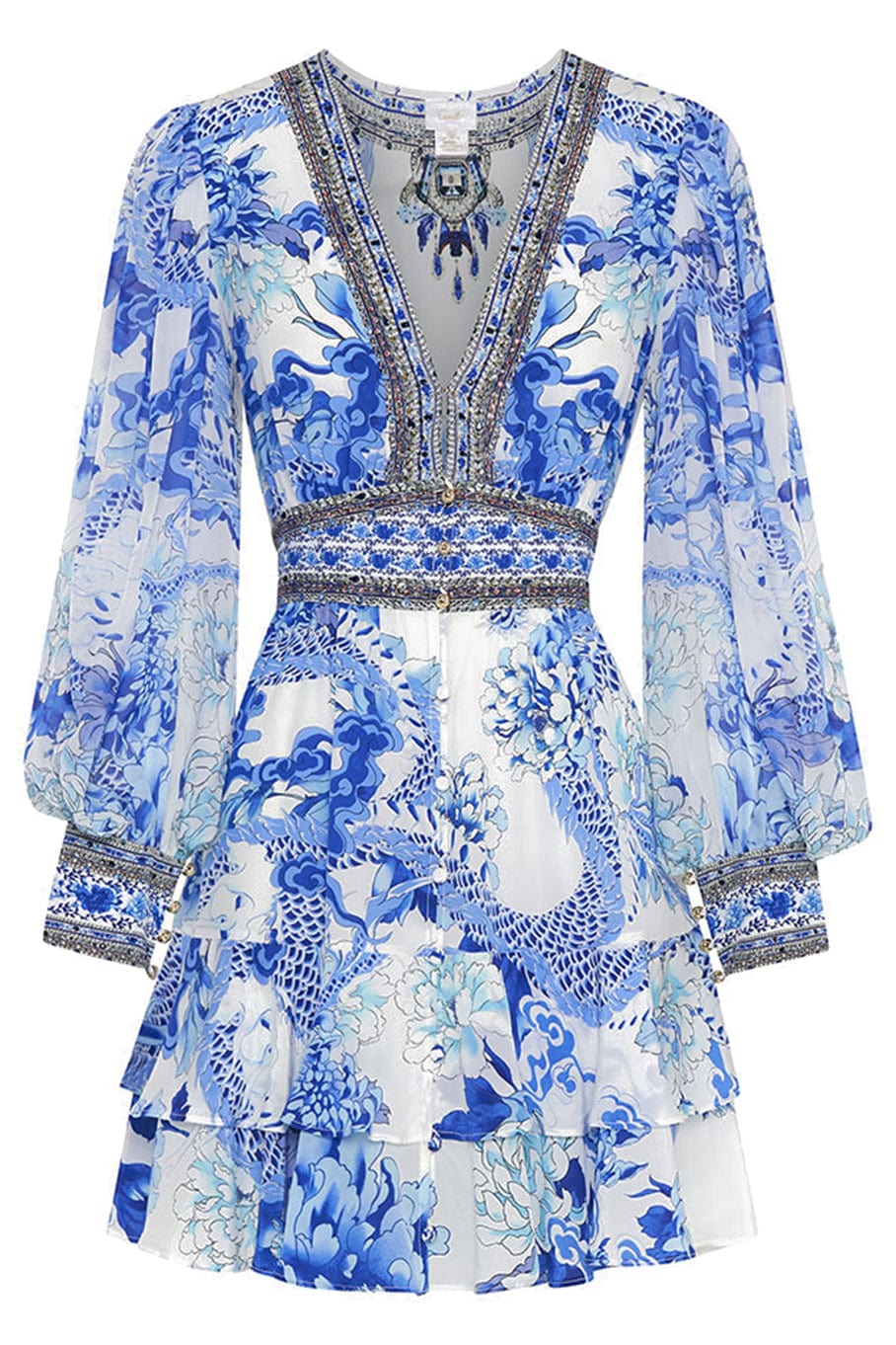 CAMILLA-Button Front Frill Dress-