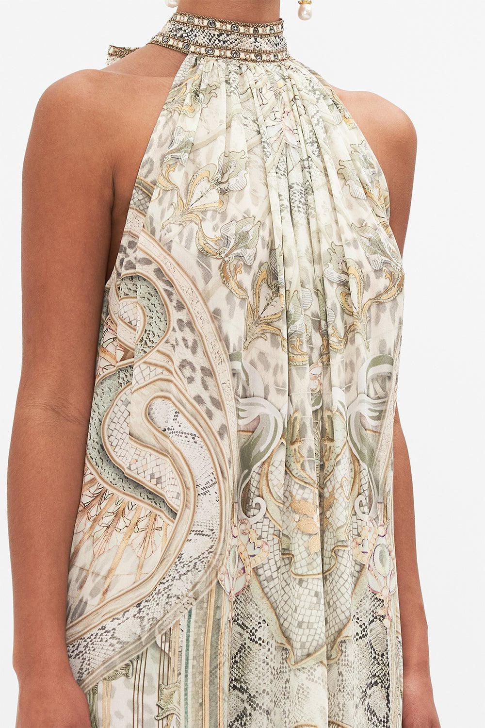CAMILLA-Tie Neck Long Dress-IVORTOWE
