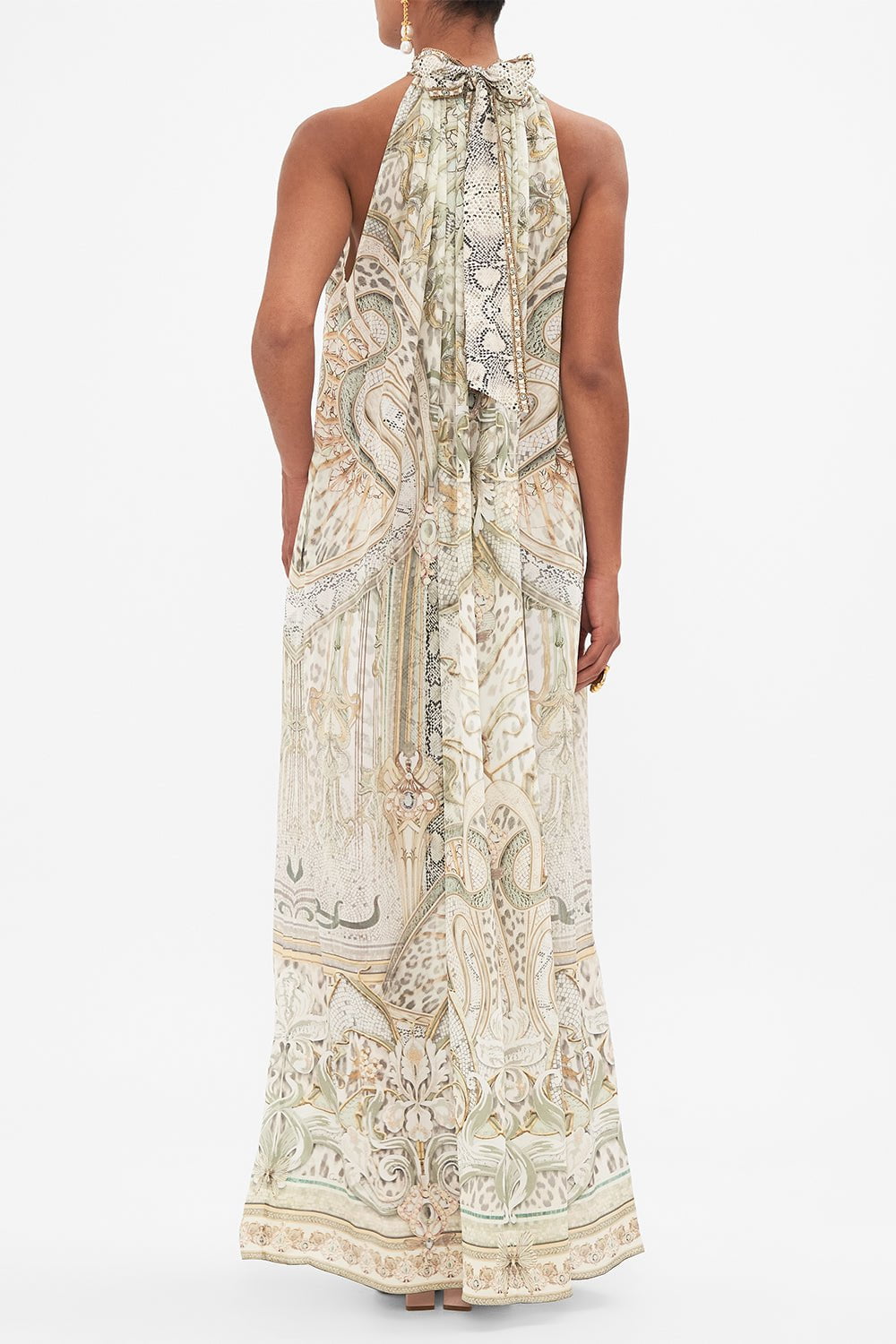 CAMILLA-Tie Neck Long Dress-IVORTOWE