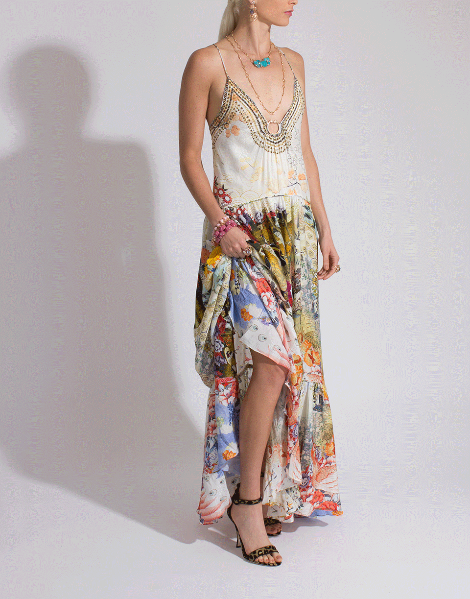 CAMILLA-U-Ring Printed Maxi Dress-LADYLABY