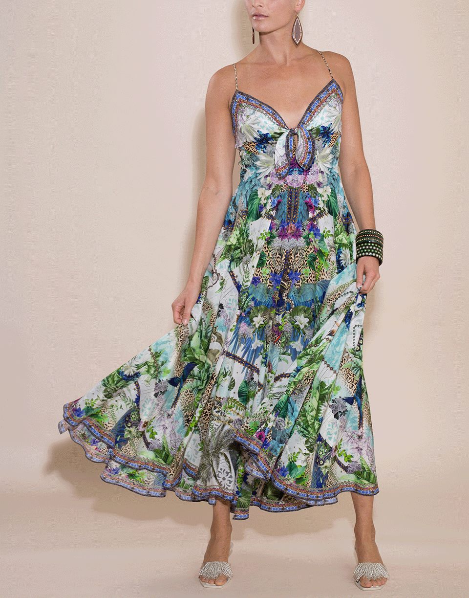 CAMILLA-Moon Garden Long Tie Front Dress-