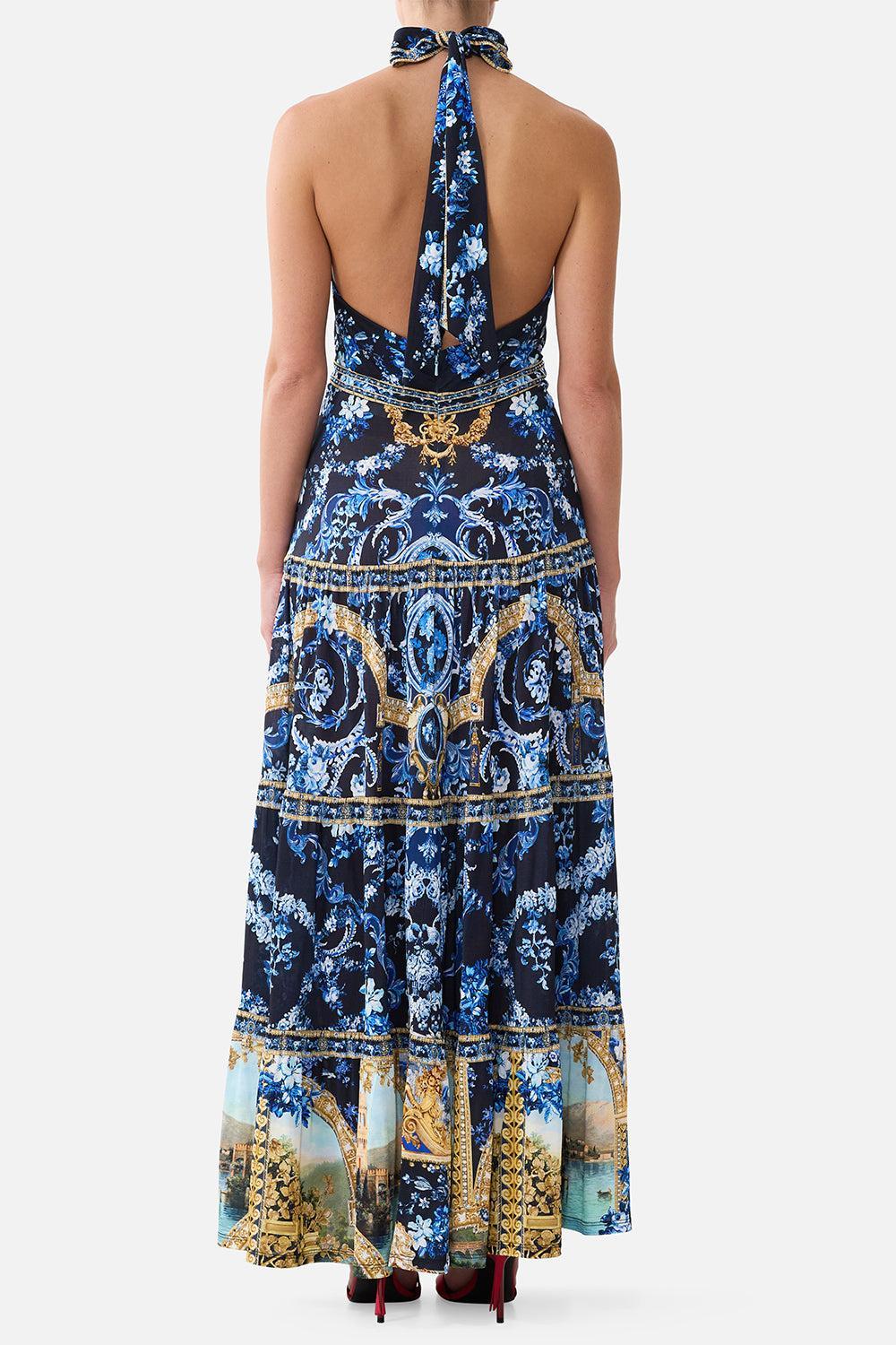 Tiered Halter Neck Jersey Maxi Dress-NOVELTY-XS-CLOTHINGDRESSCASUAL-CAMILLA