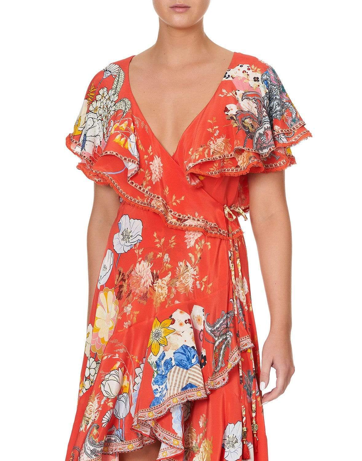 CAMILLA-Paisley In Patches Frill Sleeve Long Dress-