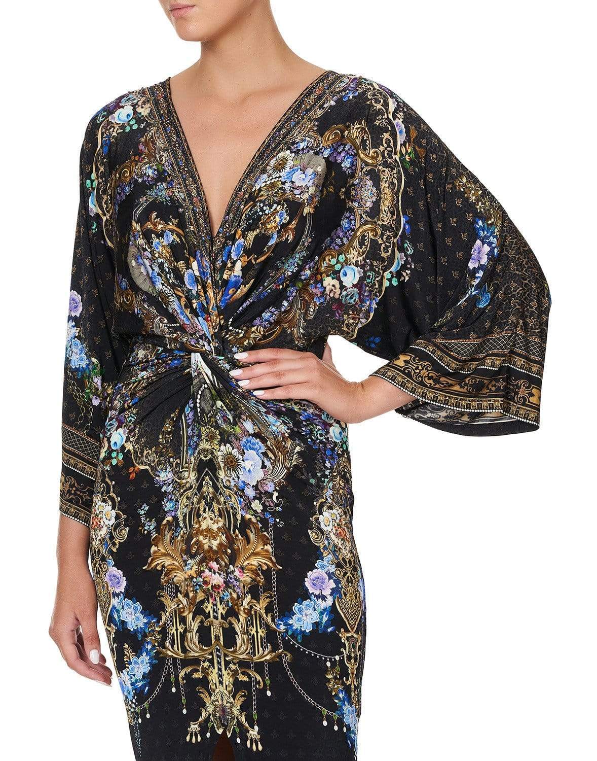 CAMILLA-Palace Playhouse Long Split Front Twist Dress-