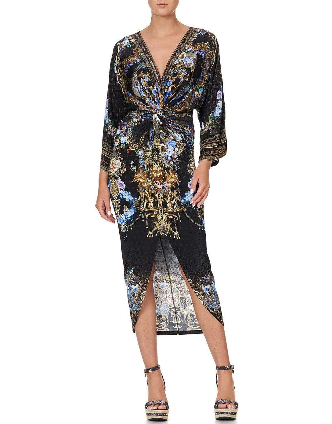 CAMILLA-Palace Playhouse Long Split Front Twist Dress-