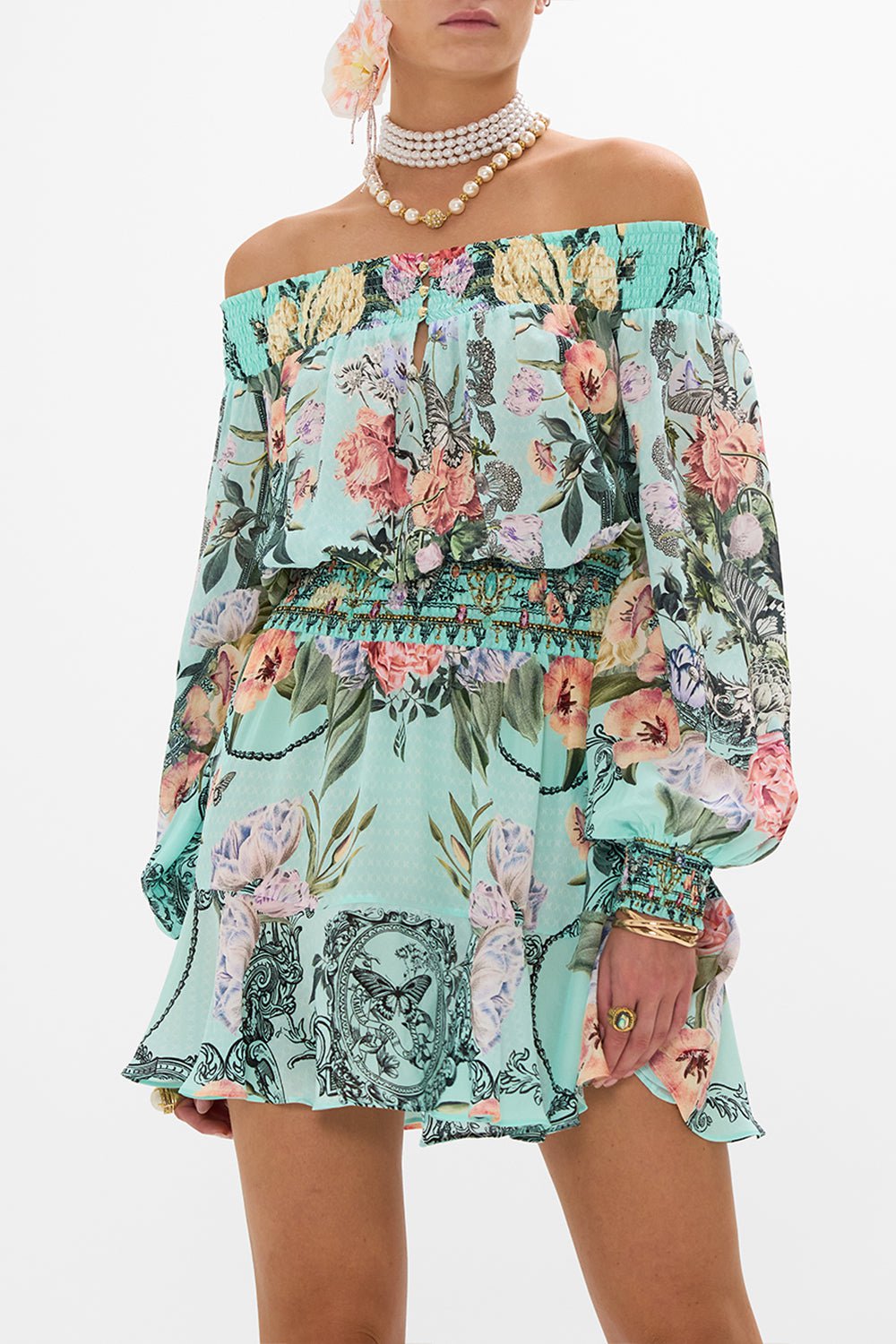 CAMILLA-Off Shoulder Short Dress-