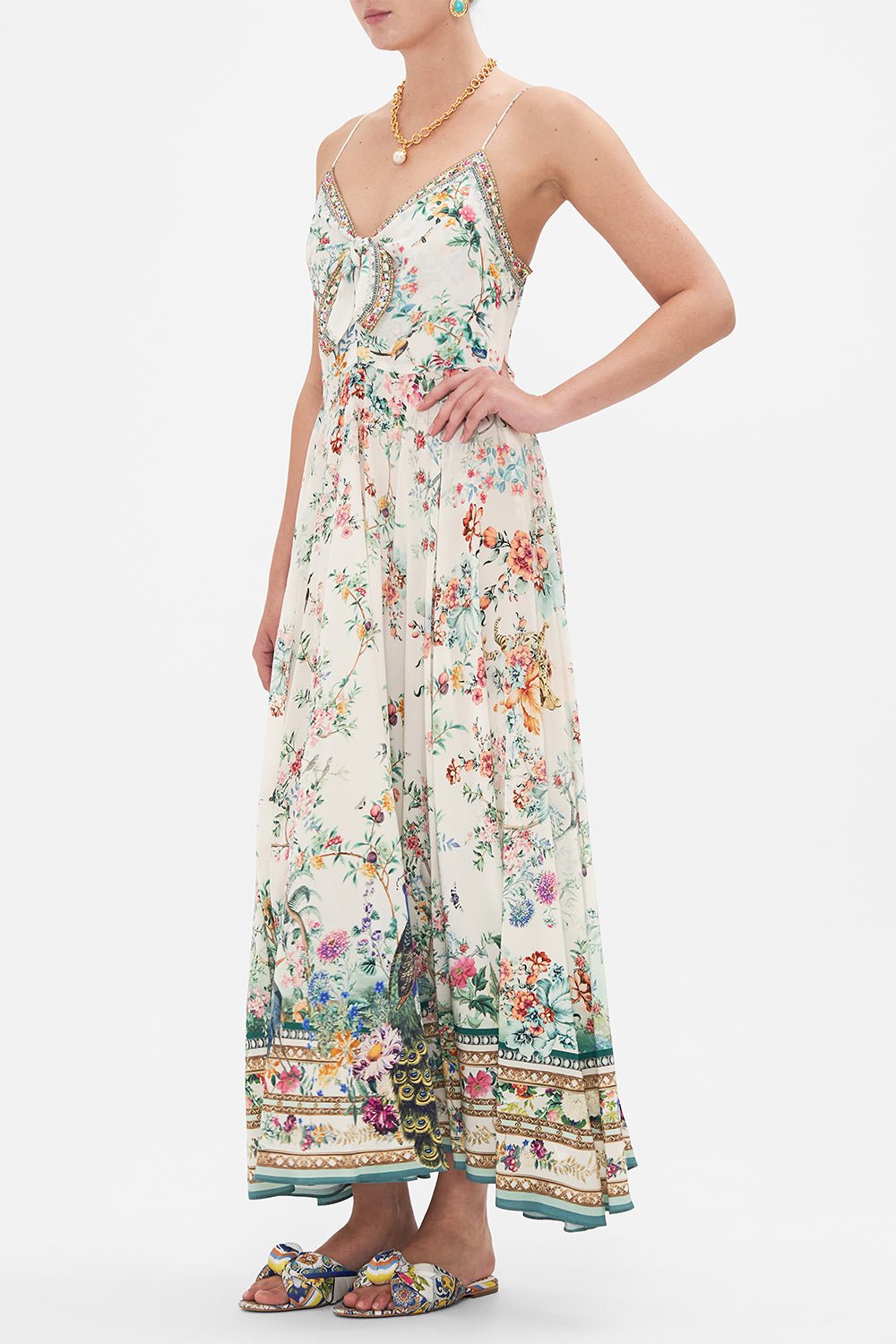 CAMILLA-Tie Front Long Dress-