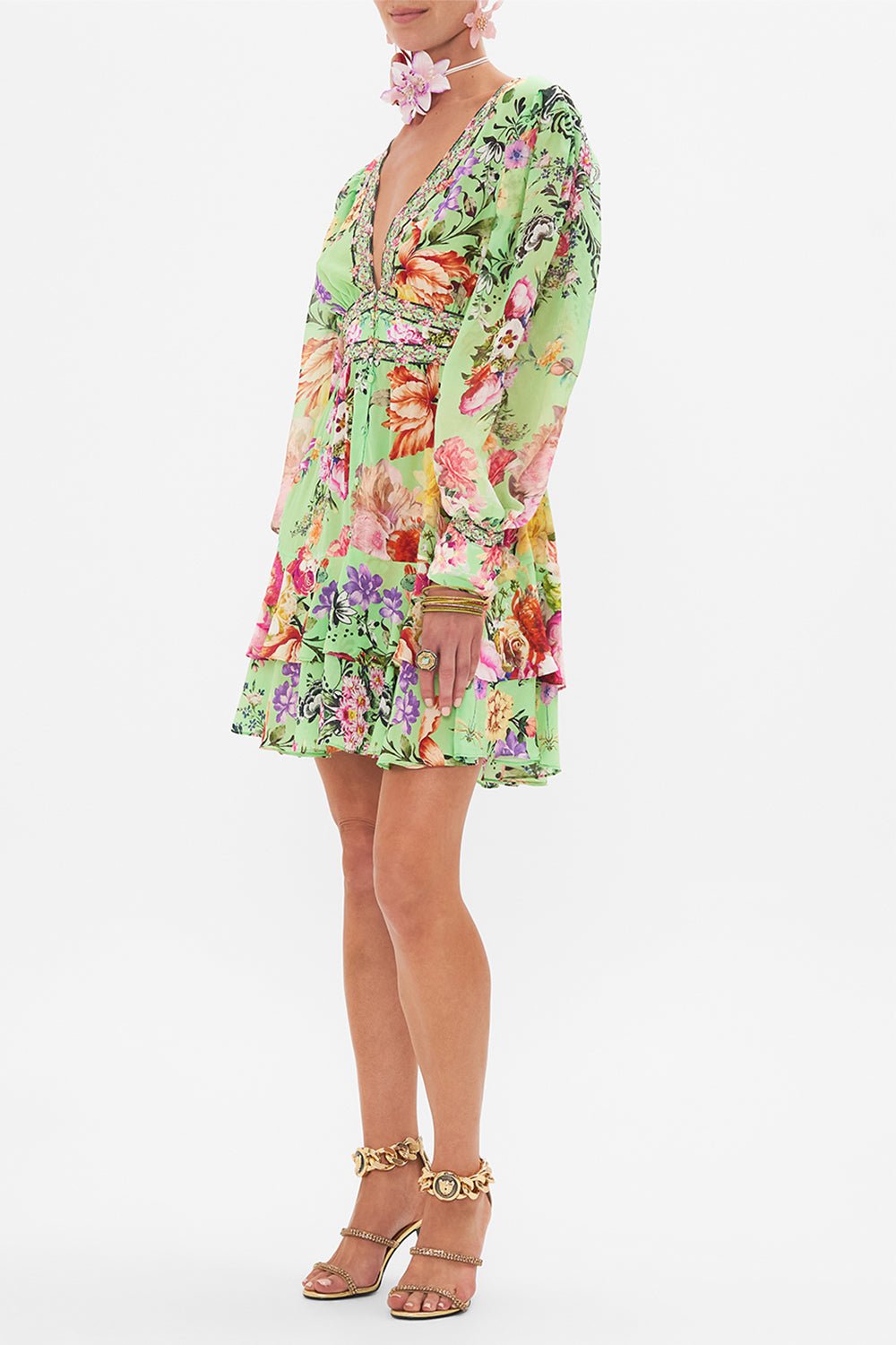 CAMILLA-Button Front Frill Dress-