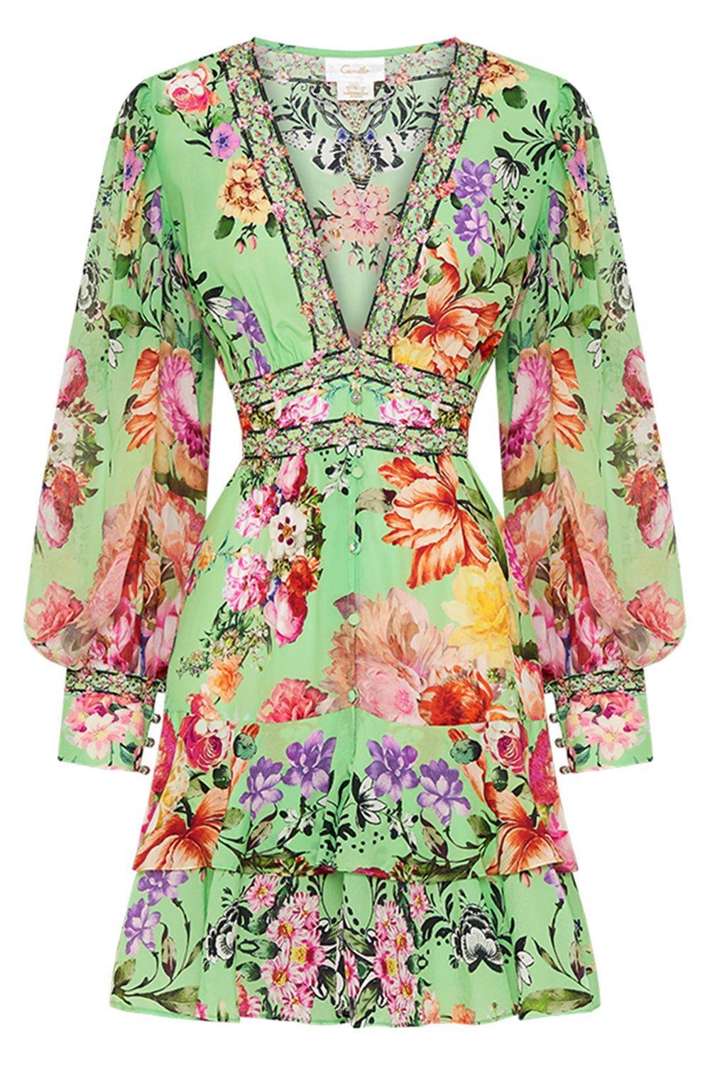 CAMILLA-Button Front Frill Dress-