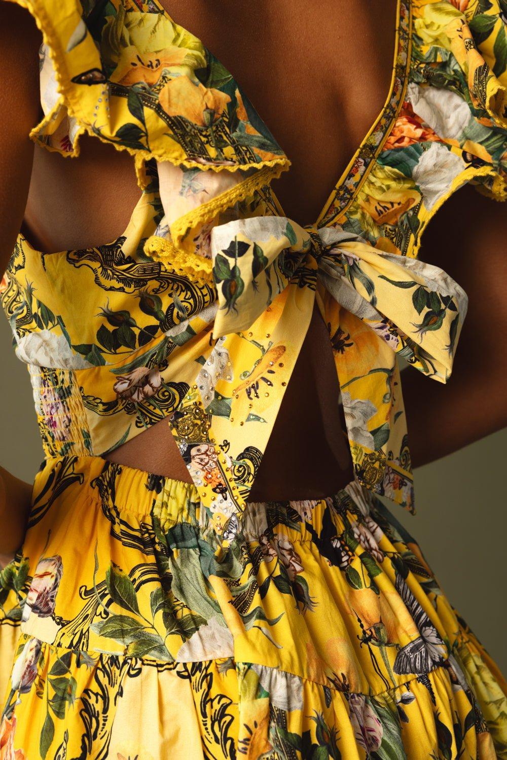 CAMILLA-Neck Frill Short Dress-