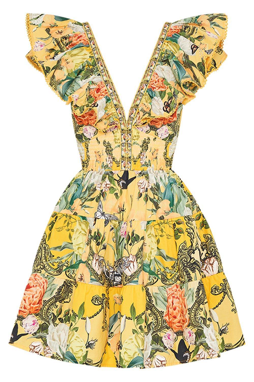 CAMILLA-Neck Frill Short Dress-