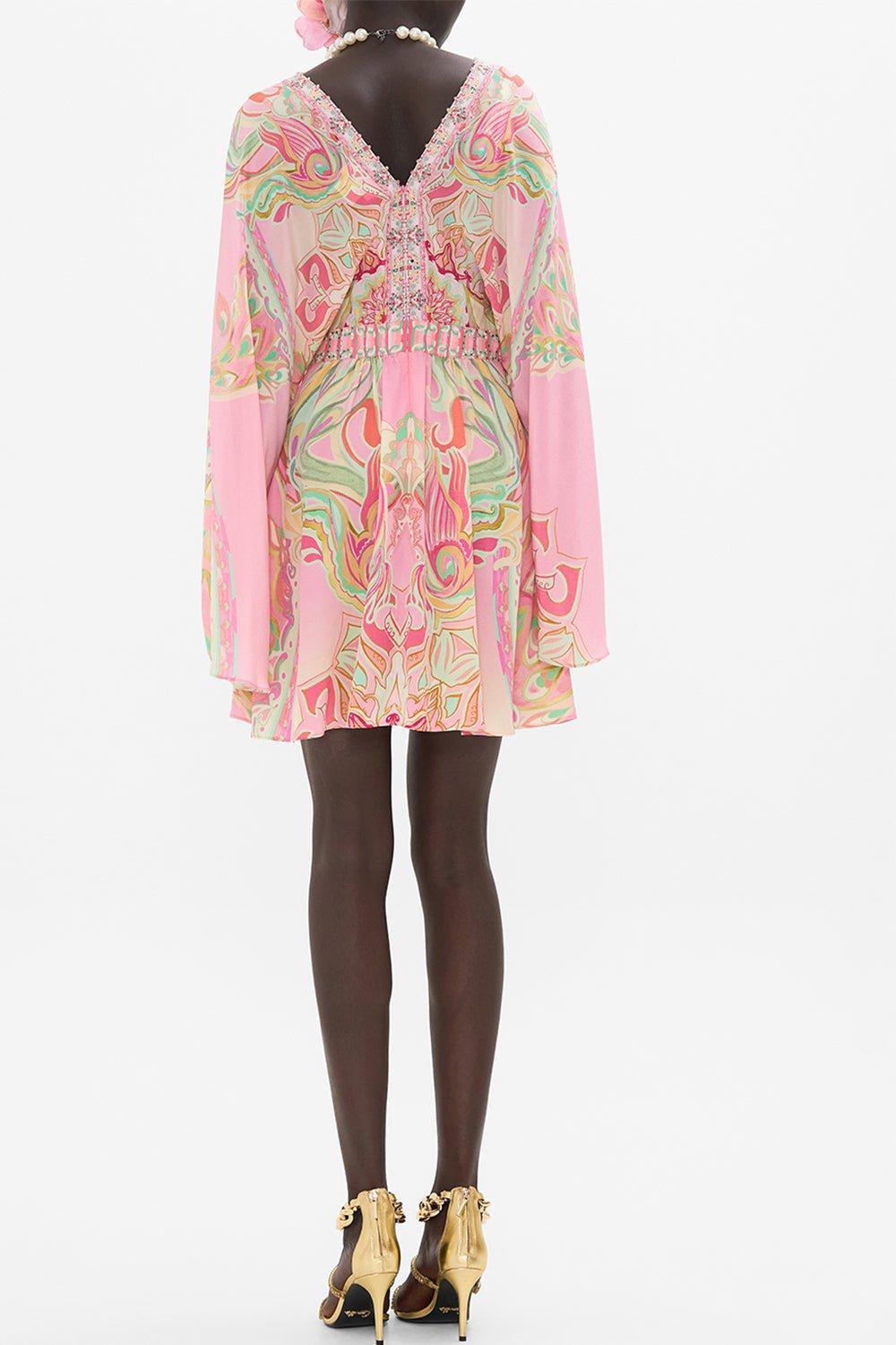 CAMILLA-Gathered Kimono Mini Dress-