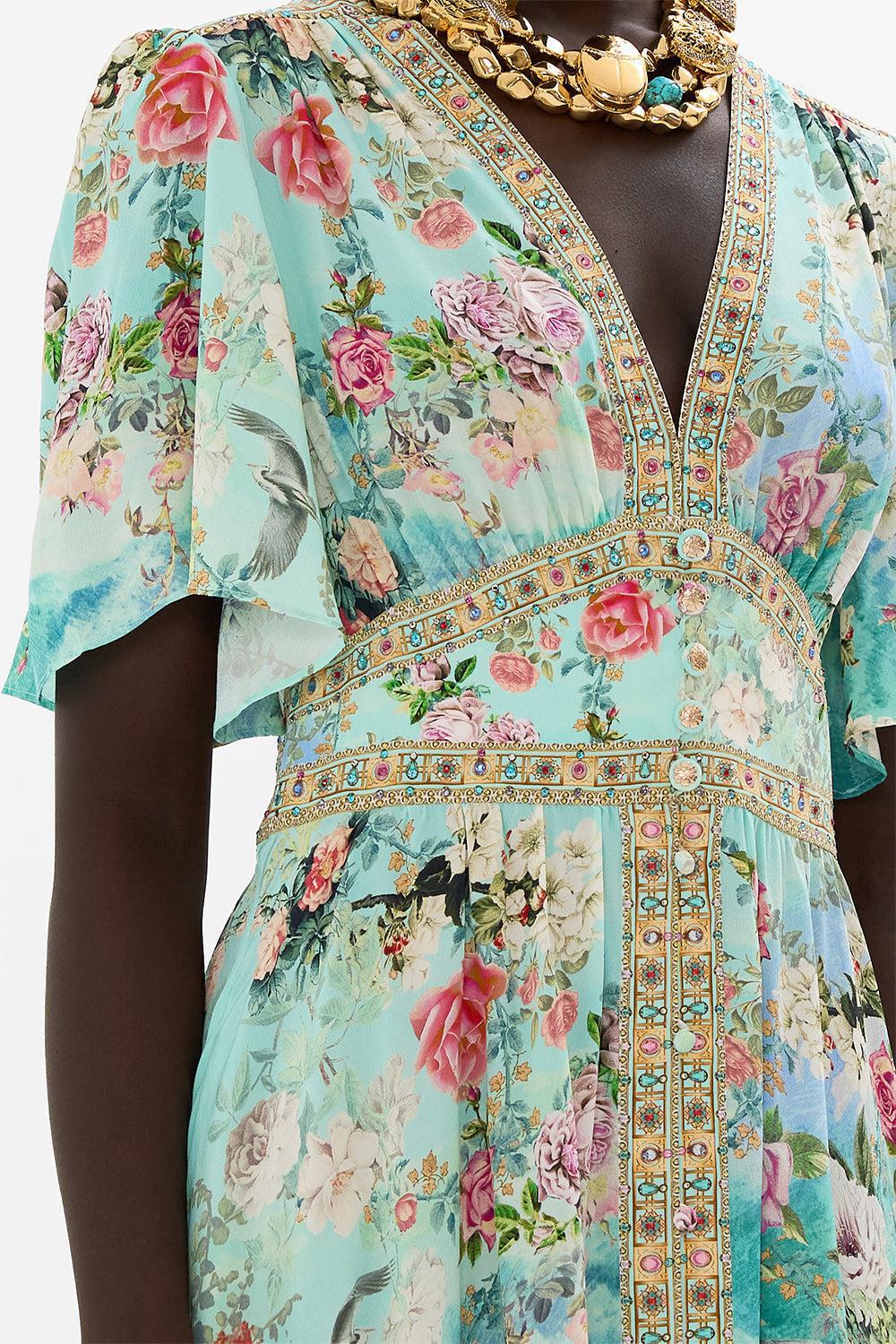 CAMILLA-Shaped Waistband Flutter Sleeve Dress-
