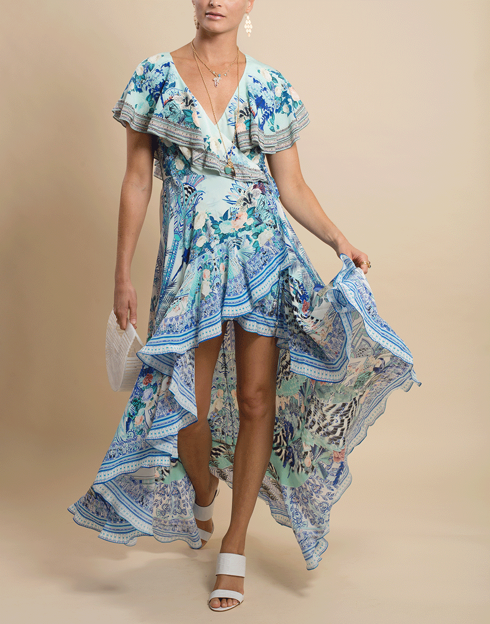 CAMILLA-Wings of Luxor Frill Sleeve Long Dress-