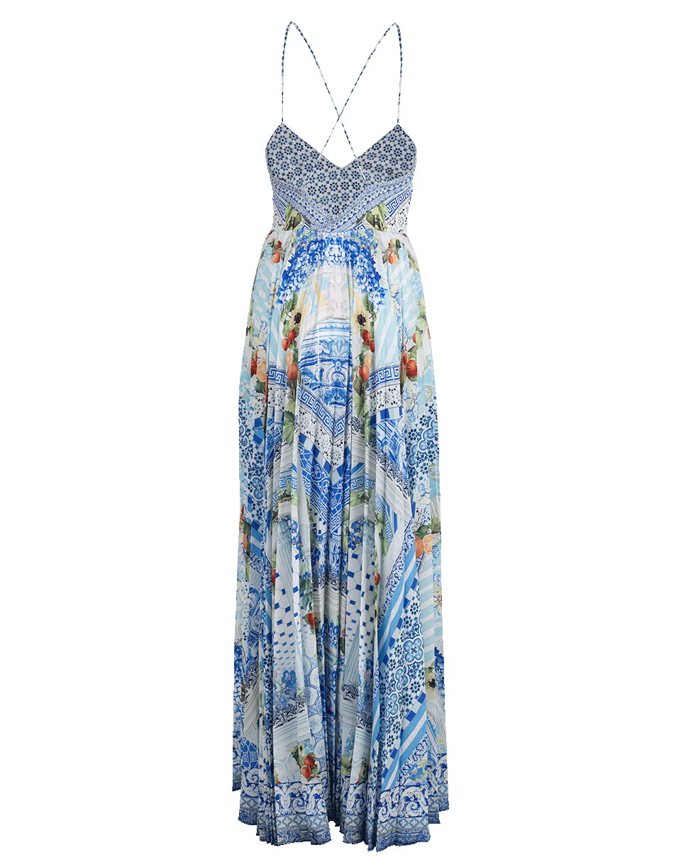 CAMILLA-Pleated Maxi Slip Dress-A NIGHT