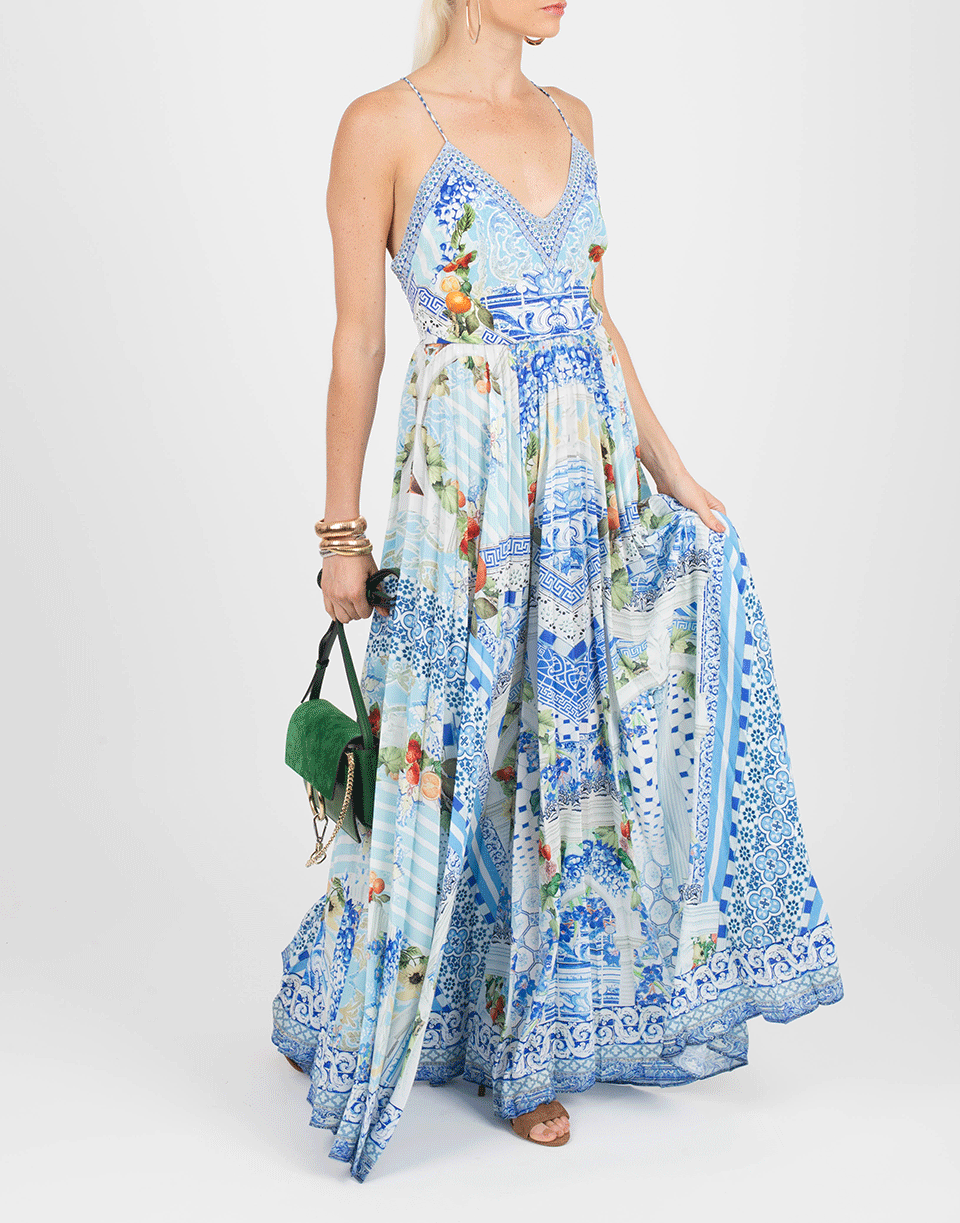 CAMILLA-Pleated Maxi Slip Dress-A NIGHT