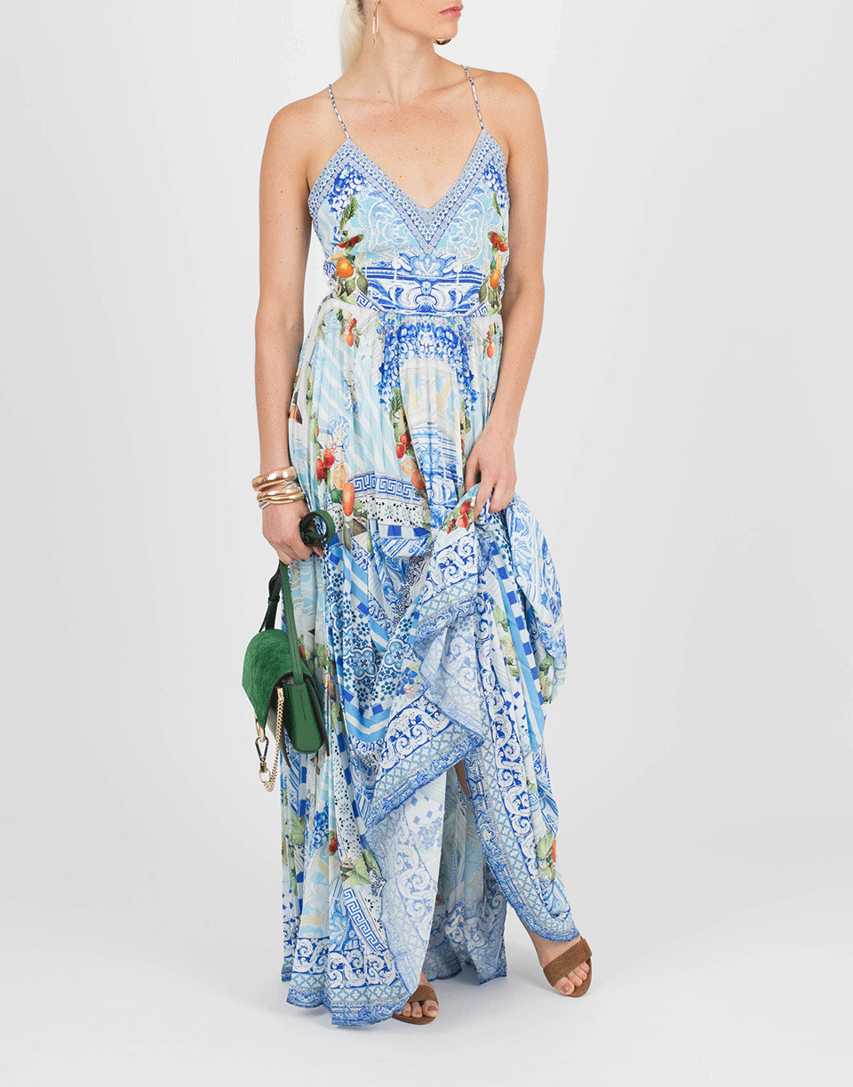 CAMILLA-Pleated Maxi Slip Dress-A NIGHT