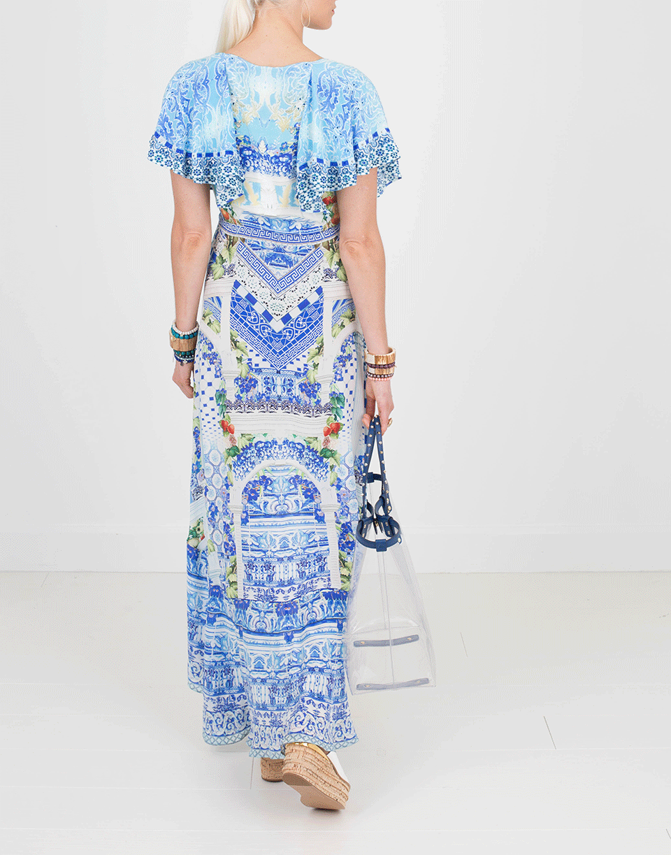 CAMILLA-Frill Sleeve Long Dress-