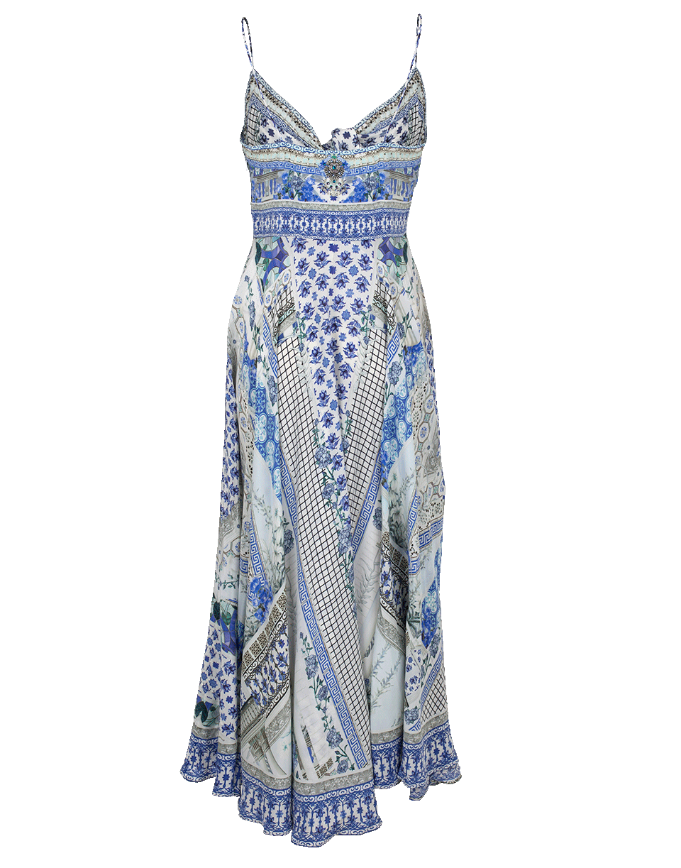 CAMILLA-Long Dress With Tie Front-