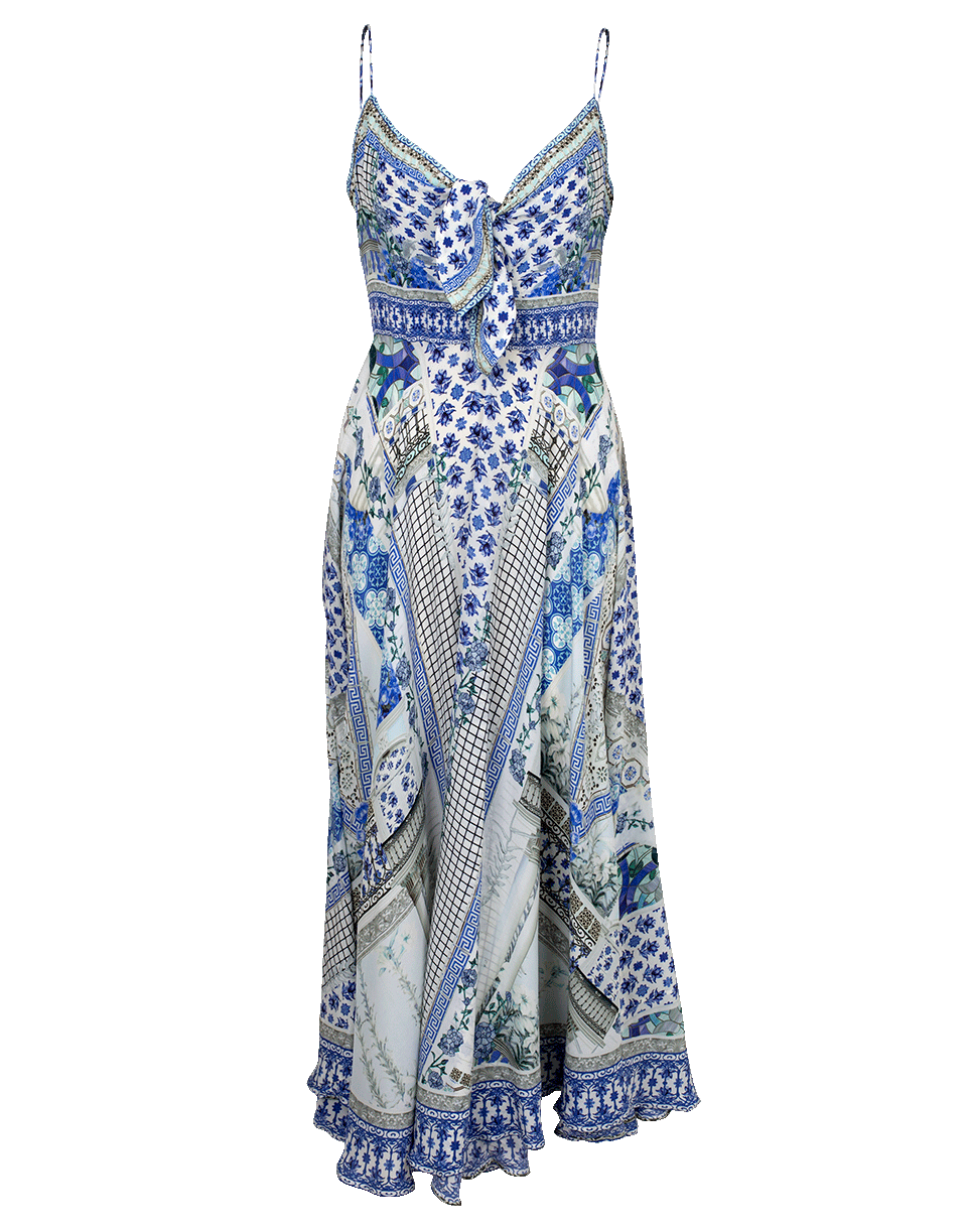 CAMILLA-Long Dress With Tie Front-