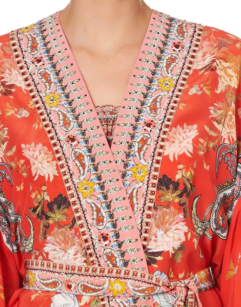 CAMILLA-Paisley In Patches Kimono With Tie Belt-PAISPATC