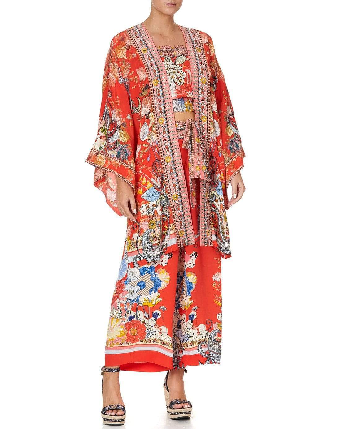 CAMILLA-Paisley In Patches Kimono With Tie Belt-PAISPATC