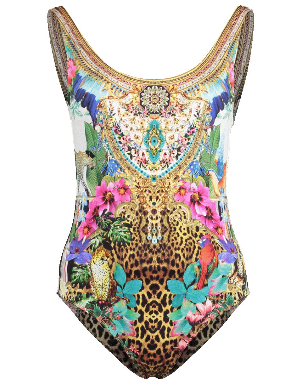 CAMILLA-Scoop Neck One Piece Printed Suit-