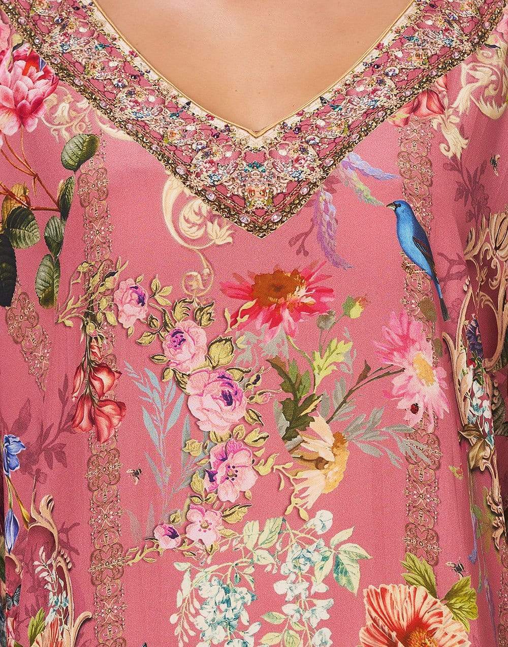 CAMILLA-Patchwork Heart V-Neck Kaftan-HEART