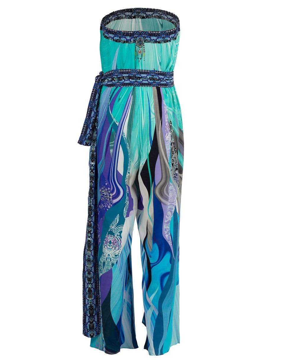 CAMILLA-Tie Waist Strapless Jumpsuit-
