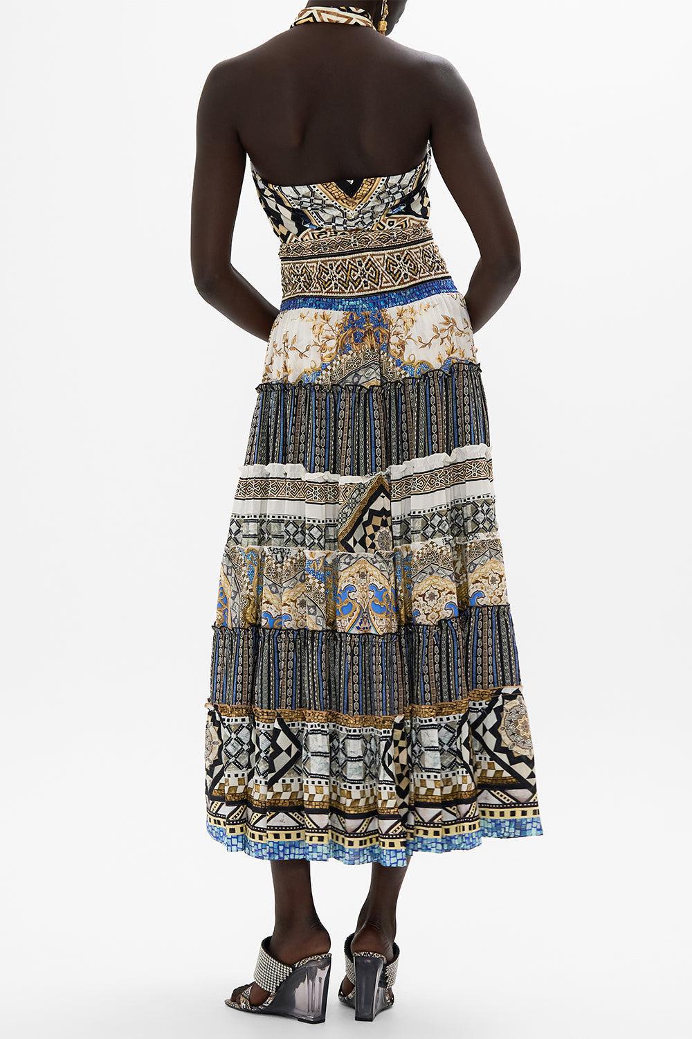 CAMILLA-Shirred Waist Tiered Circle Skirt-