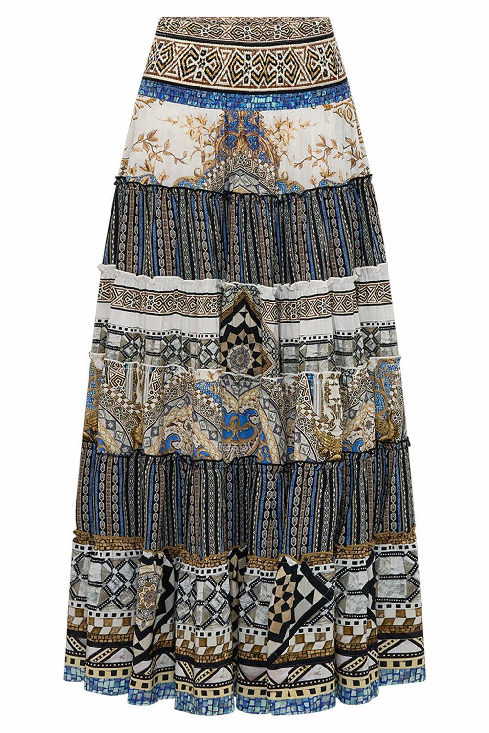 CAMILLA-Shirred Waist Tiered Circle Skirt-