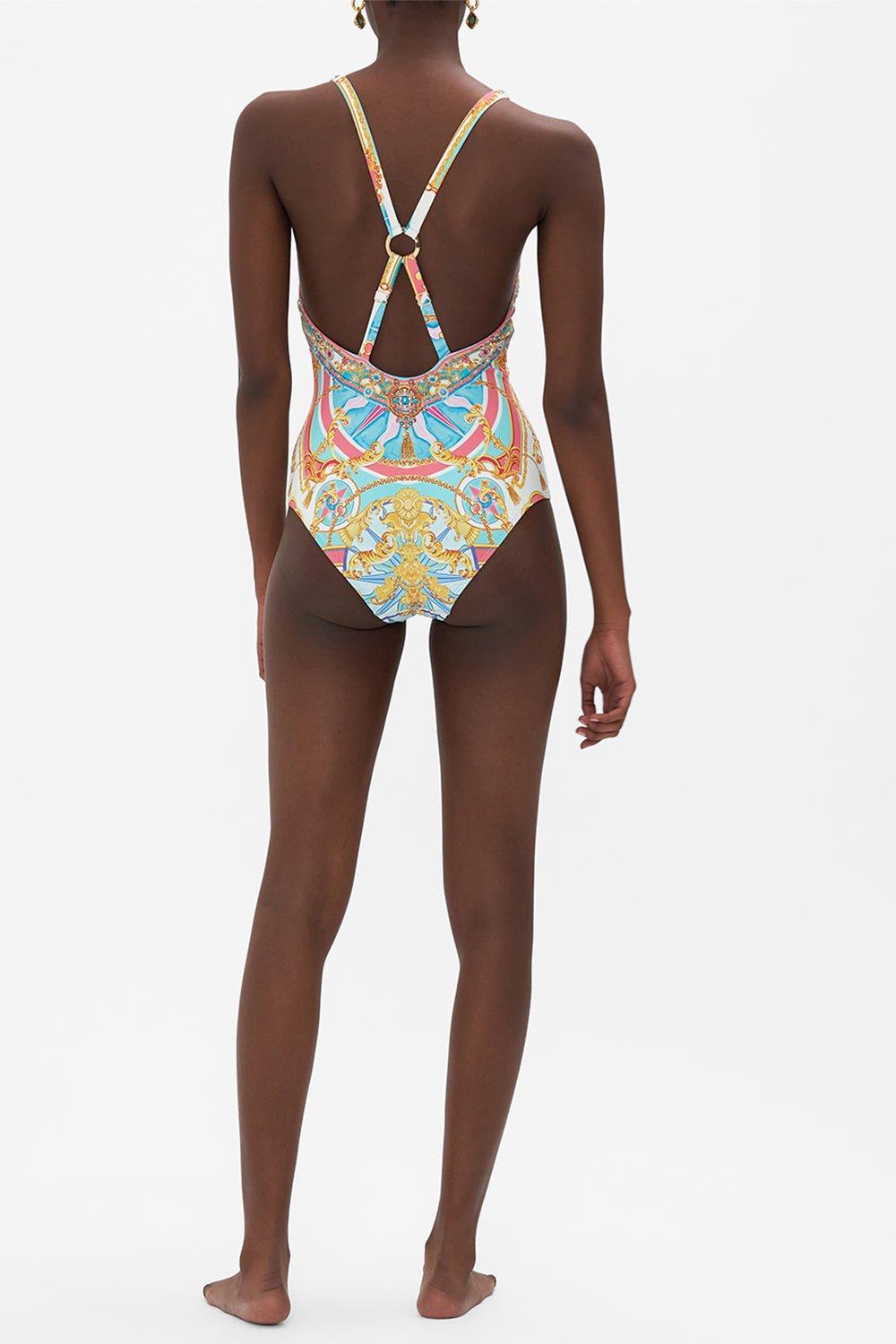 CAMILLA-Ring Detail Plunge One Piece Swimsuit-