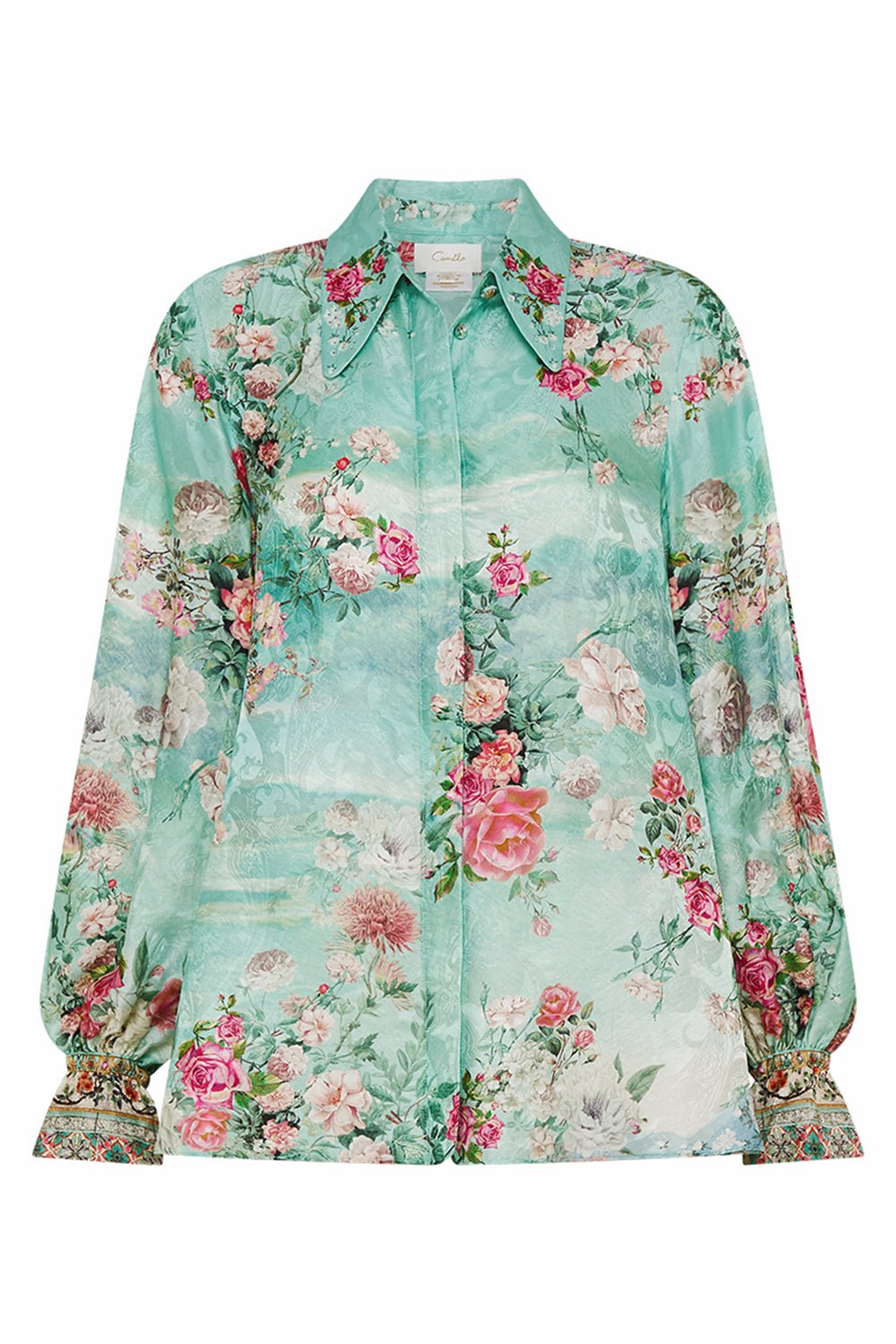CAMILLA-Curved Collar Blouse-
