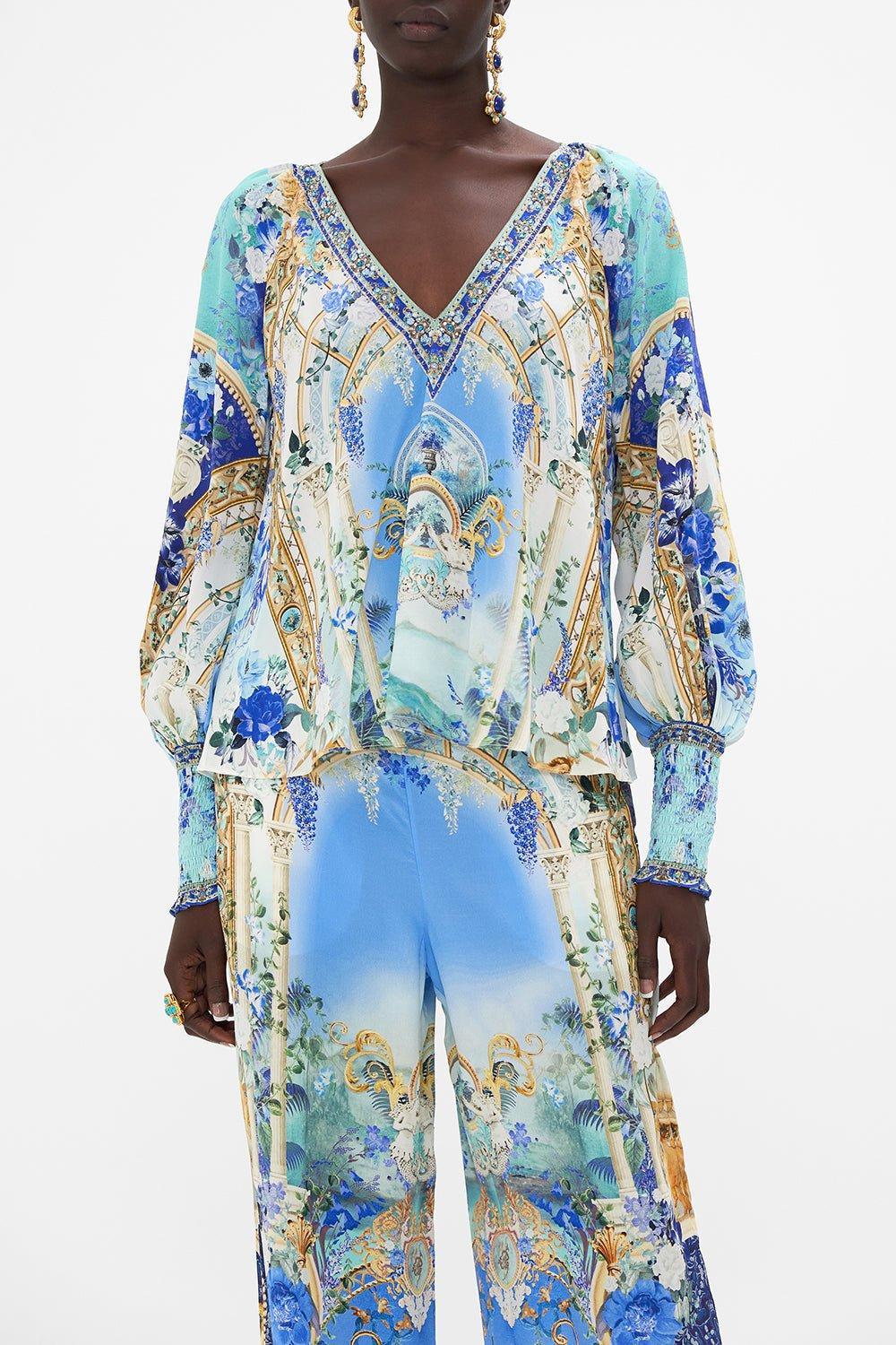 CAMILLA-Shirred Cuff Blouse-