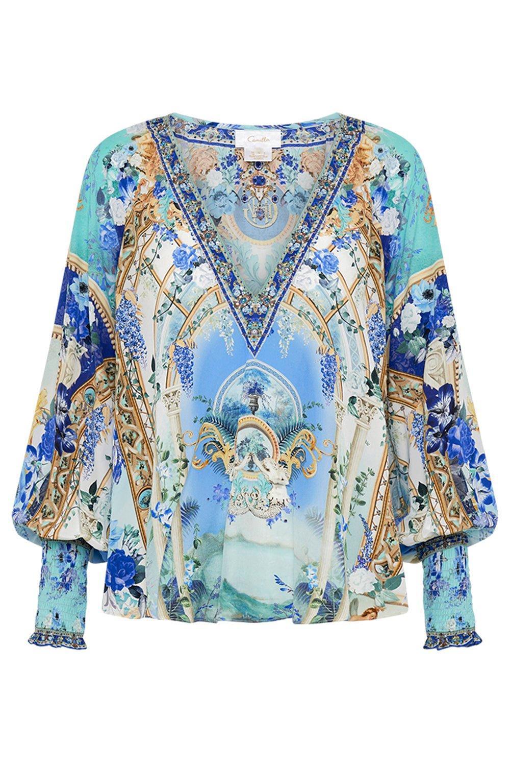 CAMILLA-Shirred Cuff Blouse-