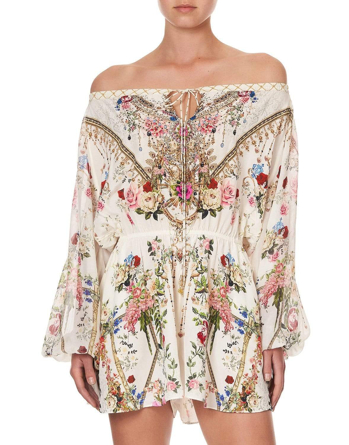 CAMILLA-Star Crossed Lovers Blouson Sleeve Playsuit-