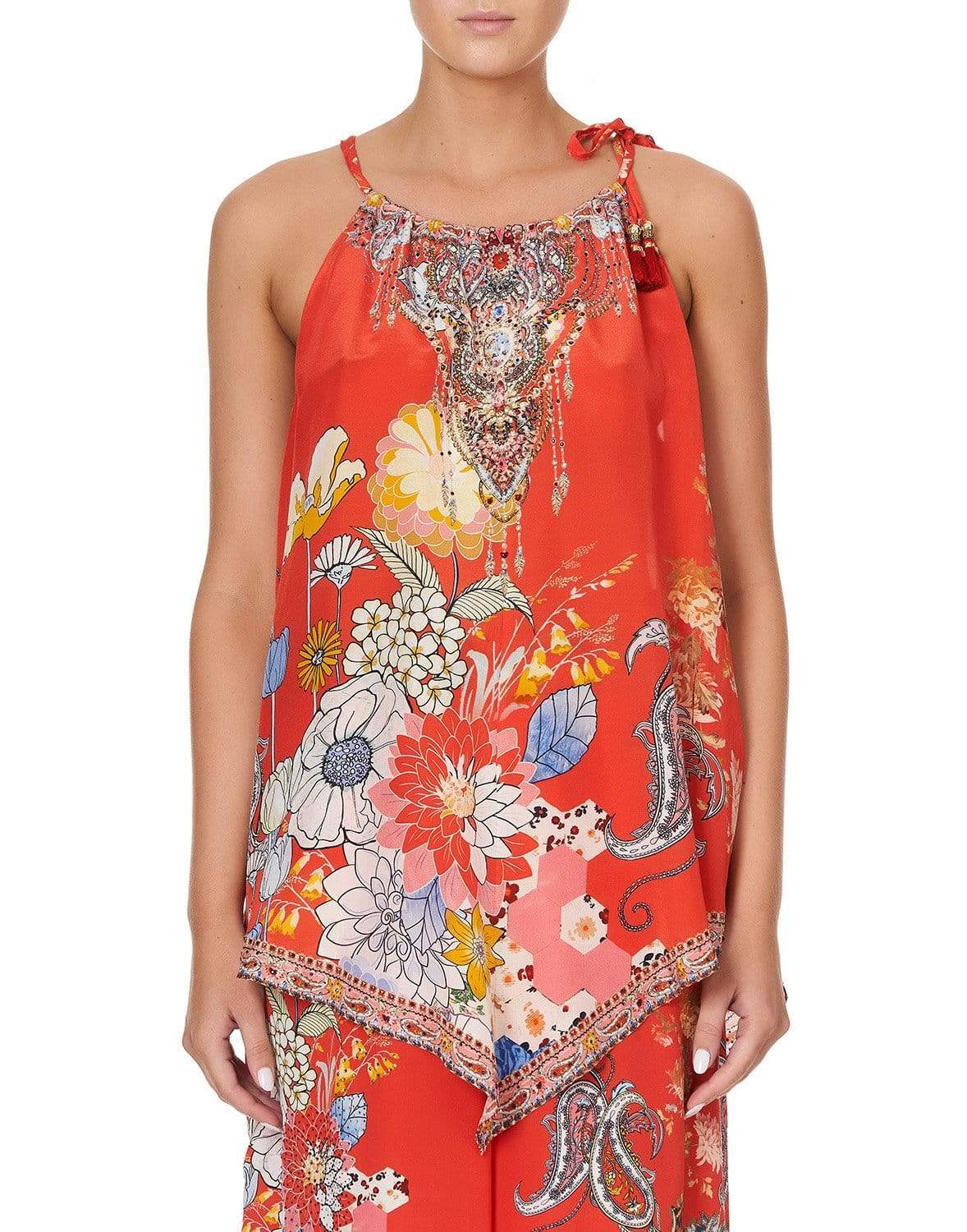 CAMILLA-Paisley In Patches Handkerchief Hem Tank-